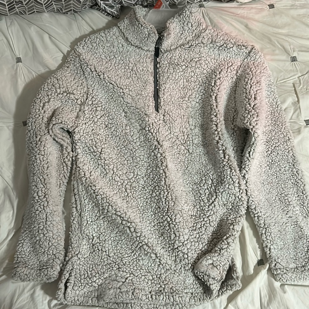 Stillwater Supply Co. Sherpa 1/4 Zip-Up - White/Grey, Size Large